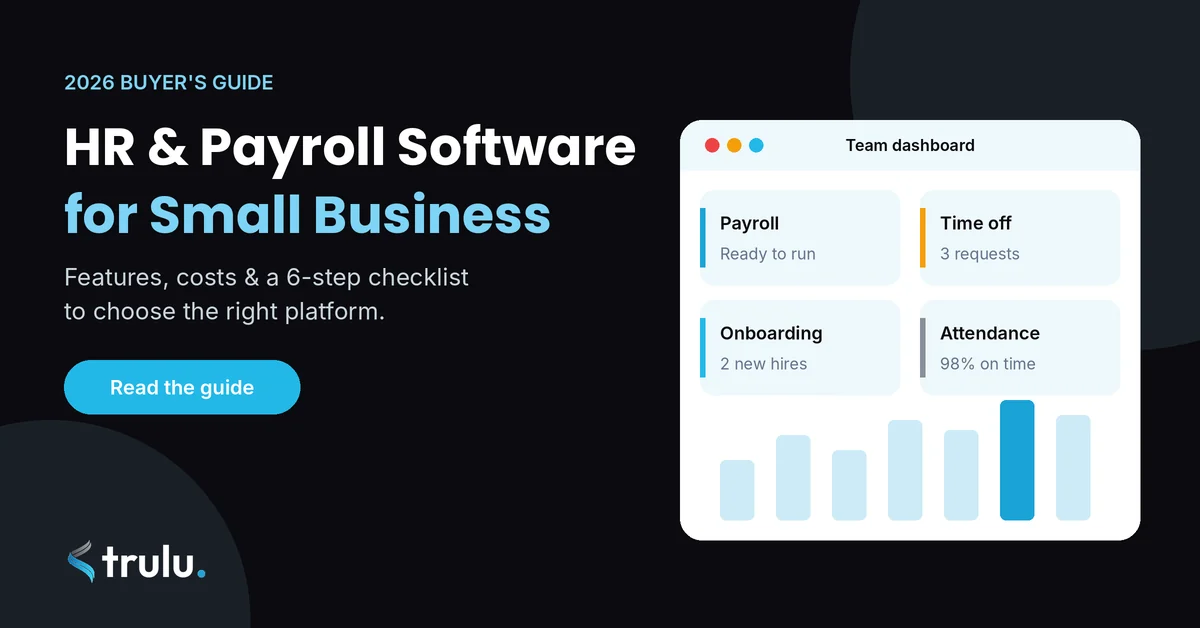 HR and payroll software for small business dashboard showing payroll, time off, onboarding and attendance in one place